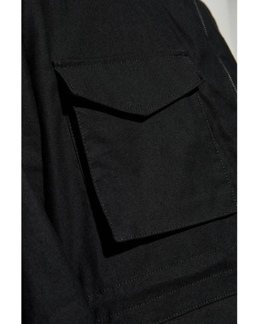 Yohji Yamamoto Black Zip-Up Hooded Jacket for men