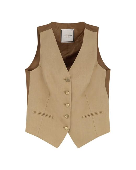 Tagliatore Natural V-Neck Linen Vest
