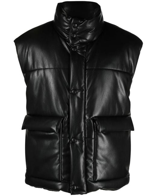 Nanushka Black Jovan Faux-Leather Quilted Gilet for men