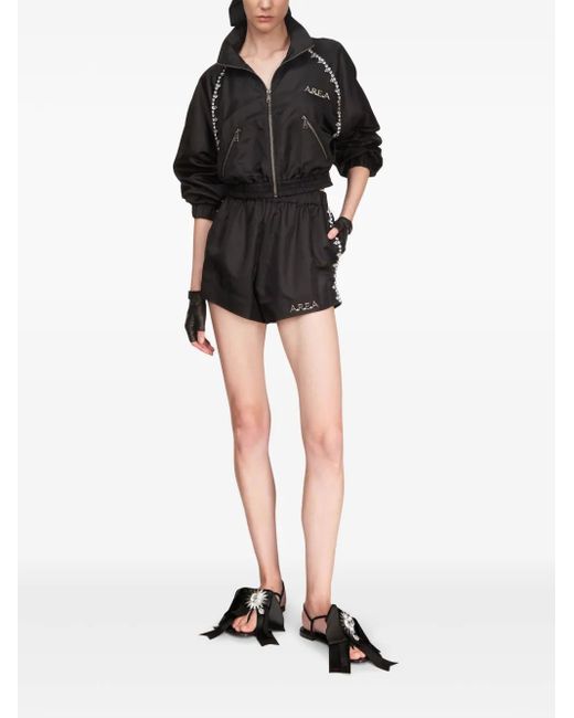 Area Black Crystal Trim Track Shorts