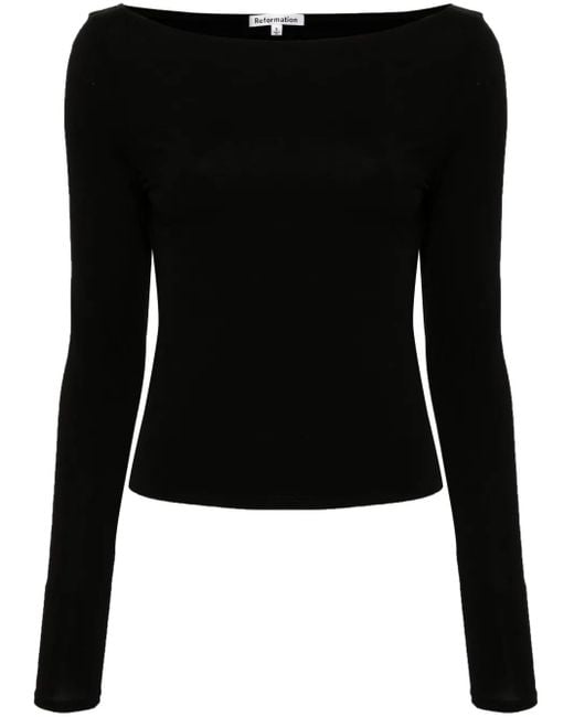 Reformation Black Wiley Boat-Neck Top