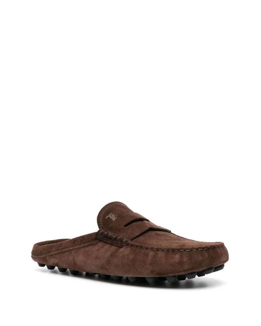 Tod's Brown Gommino Bubble Suede Mules for men
