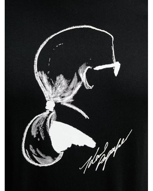 Karl Lagerfeld Black Graphic-Print T-Shirt for men