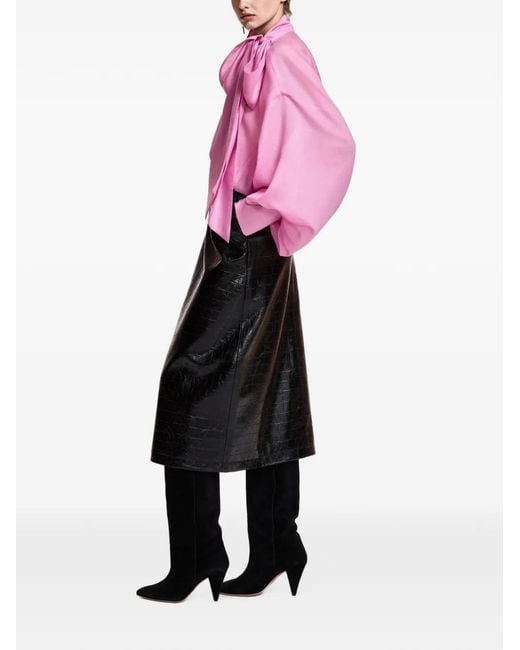 Essentiel Antwerp Black Kind Crinkled-Effect Midi Skirt