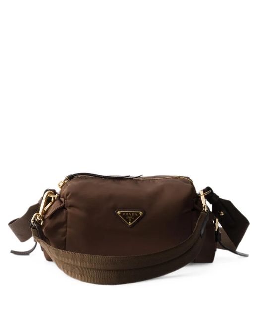 Prada Brown Explore Small Re-Nylon And Leather Shoulder Bag