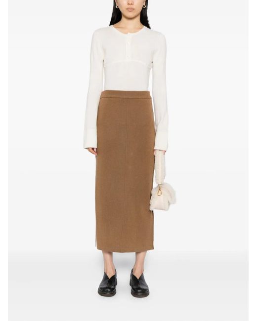 CUDDLEUP Brown Knitted Maxi Skirt