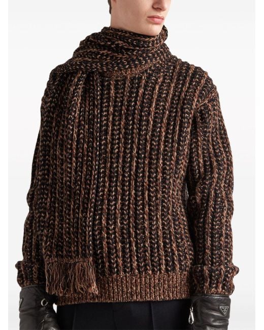 Prada Brown Crew-neck Wool-cashmere Jumper for men
