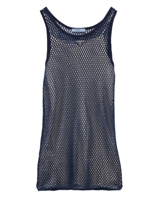 Prada Mesh Mini Dress Blue