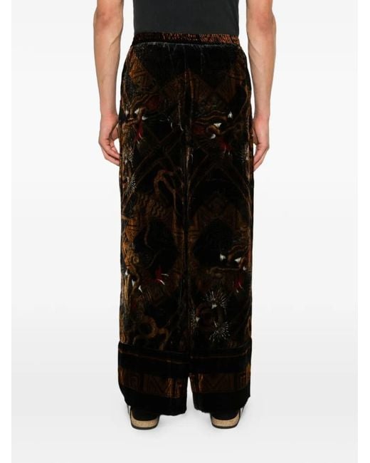 Pierre Louis Mascia Black Kanpur Dragon-Print Trousers