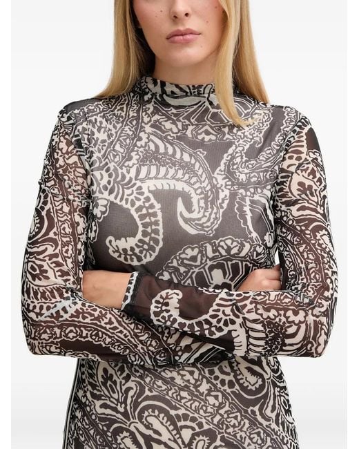 MARC AUREL Black Patterned Midi Dress