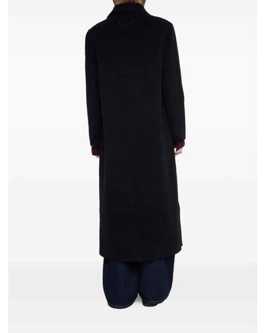 Zadig & Voltaire Black Patch-Pocket Single-Breasted Coat