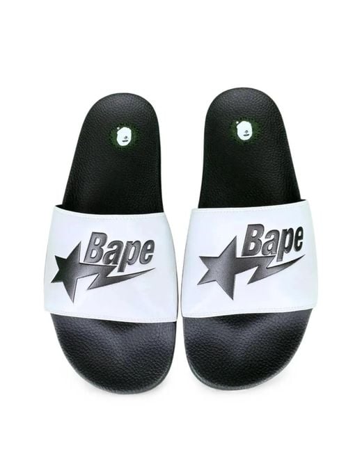 A Bathing Ape Black Sta Logo Slides for men