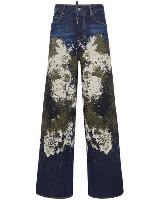 DSquared² Blue Spray Paint-Print Jeans