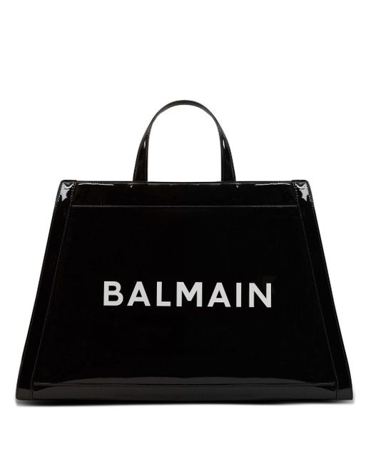 Balmain Black Olivier's Cabas Vinyl Leather Bag