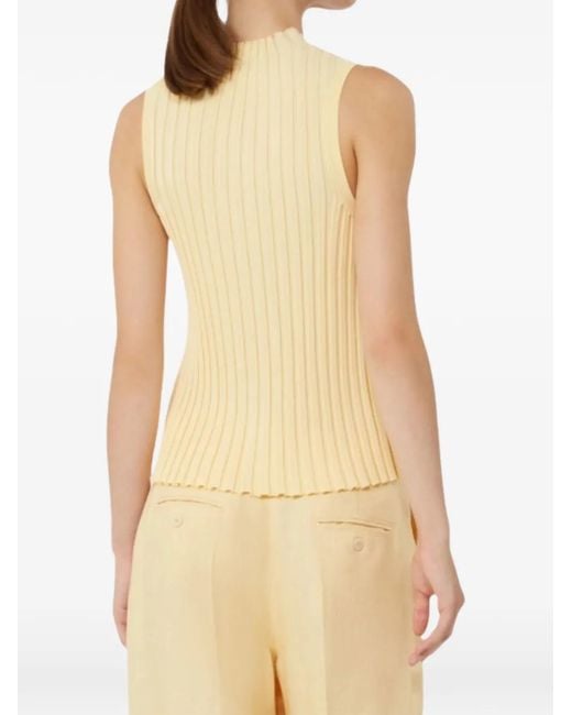 Weekend by Maxmara White Ribbed Knitted Top