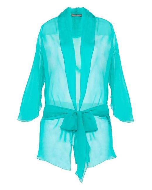 Alberta Ferretti Blue Silk Top