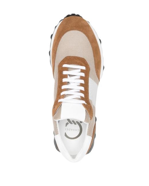 Casadei White Leather Casual Trainers With Contrasting Stripe for men