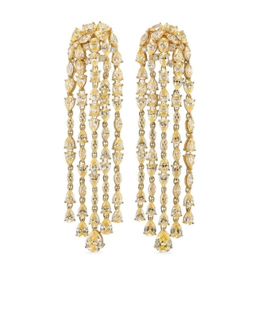 Anabela Chan White 18kt Yellow Gold Vermeil Cascade Diamond Earrings