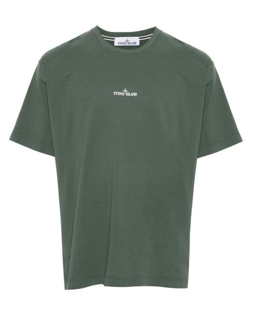 Stone Island Katoenen T-shirt Met Logoprint in het Green voor heren