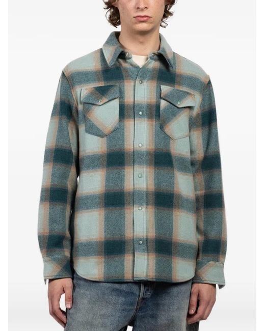 God's True Cashmere Blue Avocado Shadow Pocket Checked Shirt
