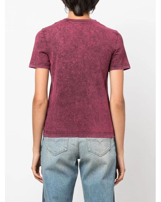 DIESEL Pink Distressed-Effect Slogan-Print T-Shirt