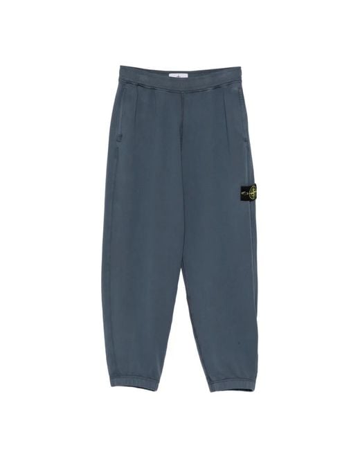 Stone Island Blue Pantalon De Jogging À Patch Logo for men