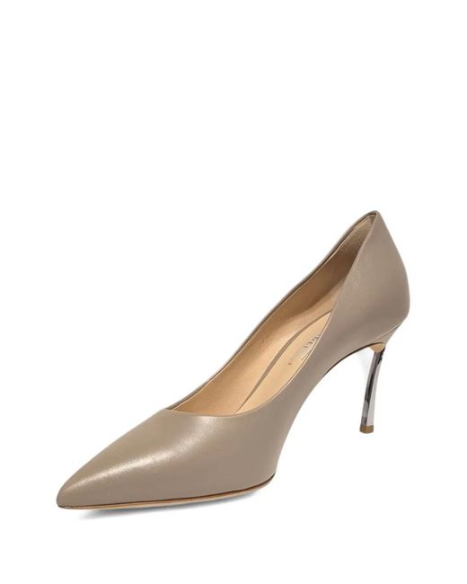 Casadei White 80Mm Samurai Blade Pointed-Toe Metallic-Heel Pumps
