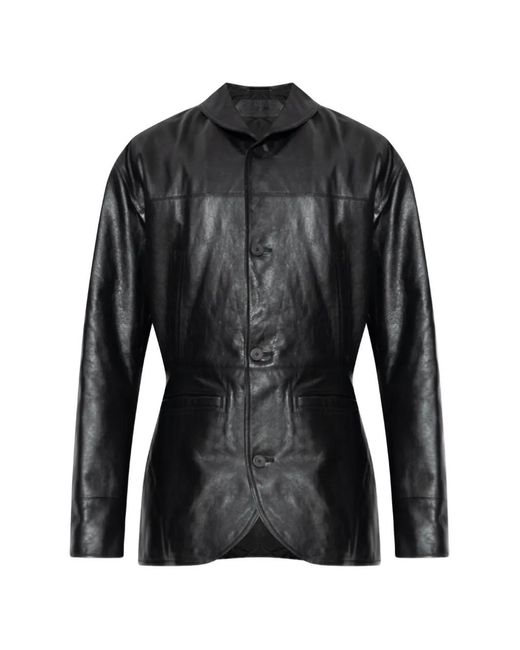 Jacquemus Black The Gardian Leather Button-Up Jacket for men