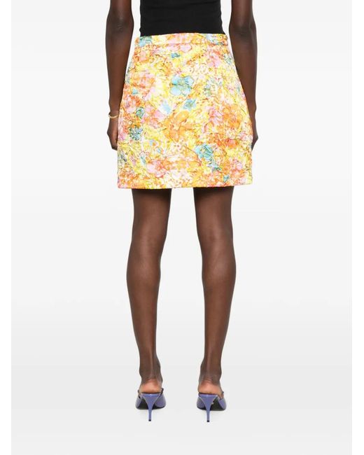Versace Metallic Floral-Print Mini Skirt
