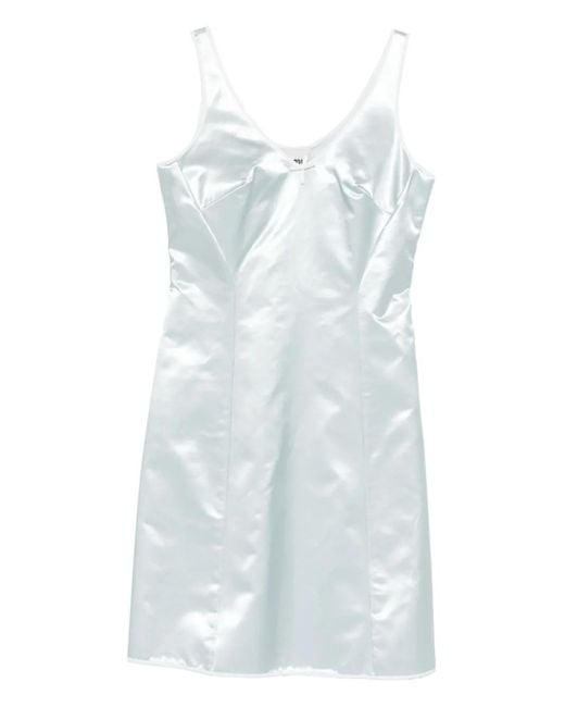 Robe Satiné À Détail De Nœud Miu Miu en coloris Blue