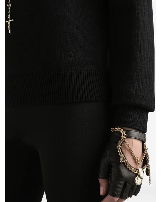 Dolce & Gabbana Black Turtleneck Ribbed Jumper