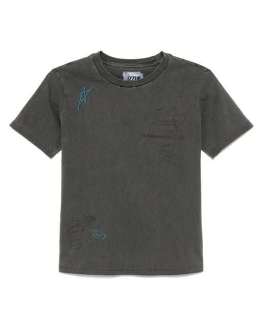 Izzue Black Graphic-Print T-Shirt
