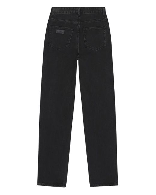 Ganni Black Straight-Leg Jeans