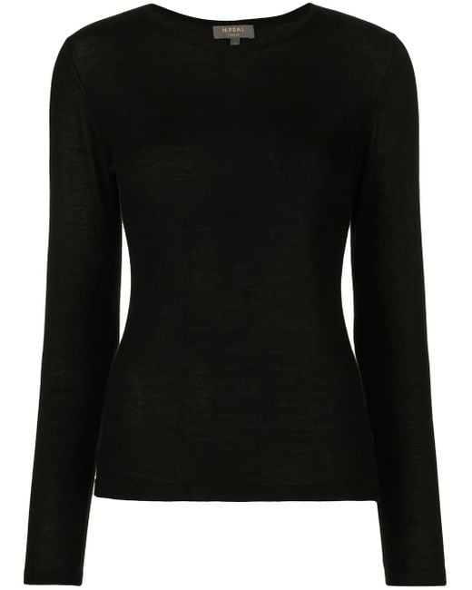 N.Peal Cashmere Black Long-Sleeve Cashmere Jumper