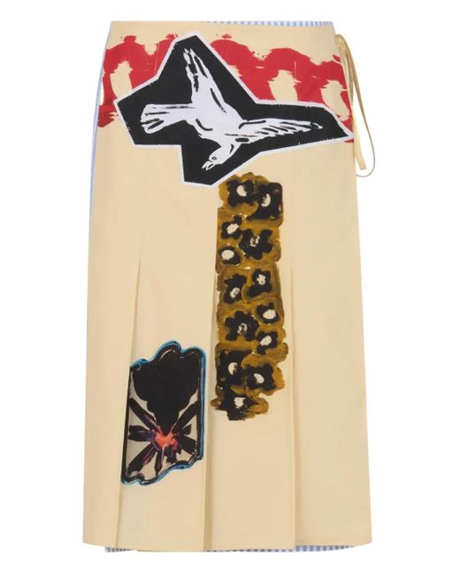 Marni Black Graphic-Print Cotton Skirt