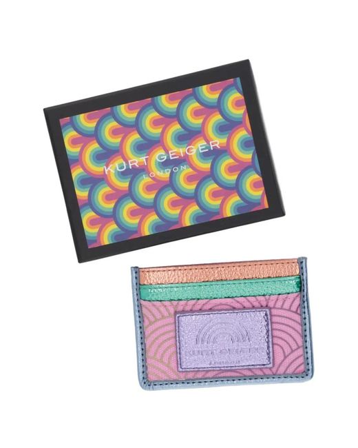 Kurt Geiger Purple Southbank Metallic-Effect Card Holder for men