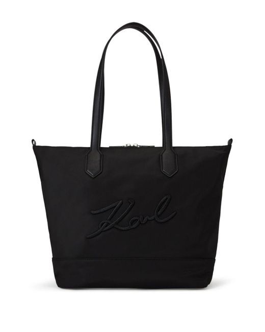 Karl Lagerfeld Black Medium K/signature Logo-appliqué Tote Bag