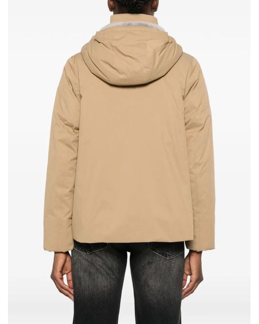 K-Way Natural Marlette Hooded Logo-Patch Jacket