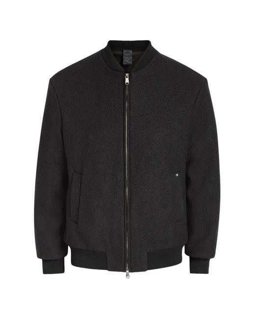 L'Estrange Black Wool Bomber Jacket for men