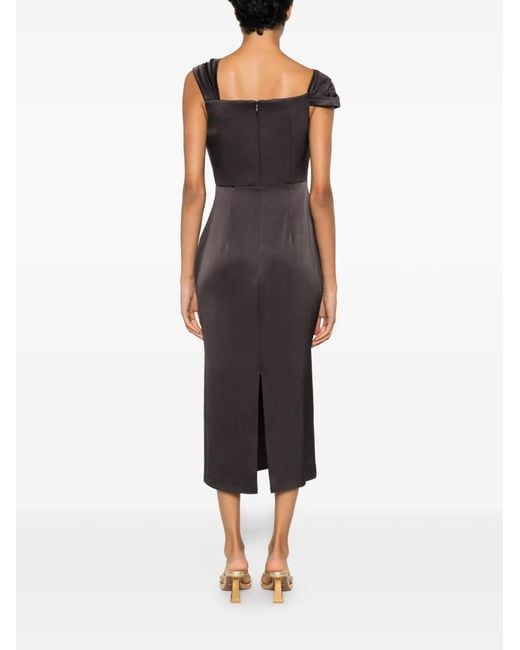 Alex Perry Brown V-Neck Midi Dress