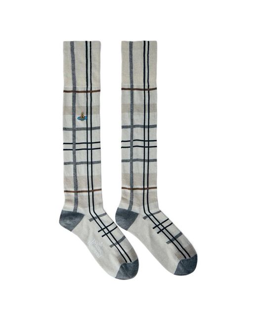 Vivienne Westwood White Tartan-Pattern Socks