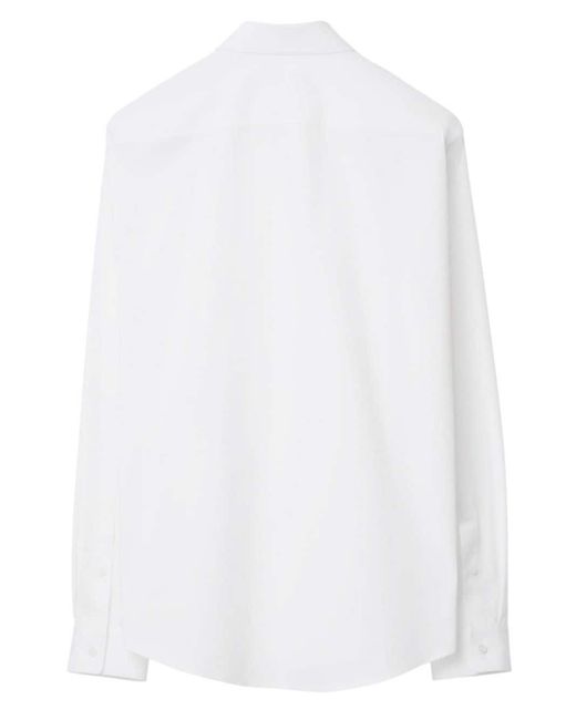 Camisa con logo bordado Burberry de hombre de color White