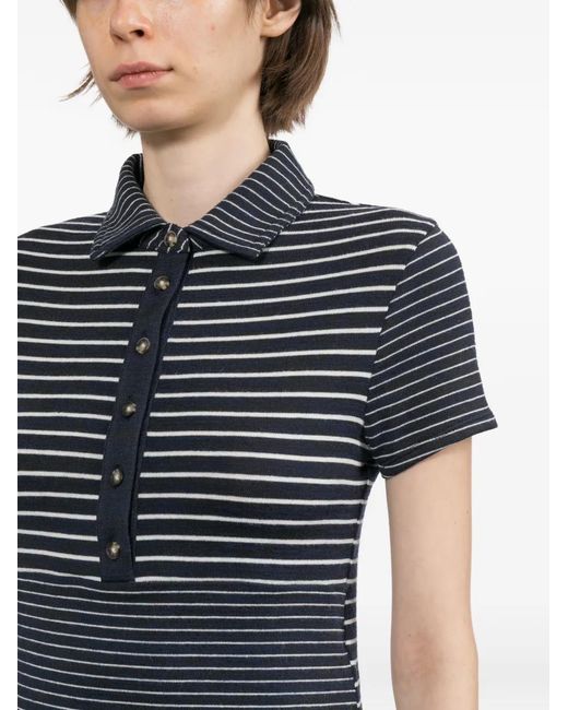 Rag & Bone Blue Striped Short-Sleeve Polo Shirt
