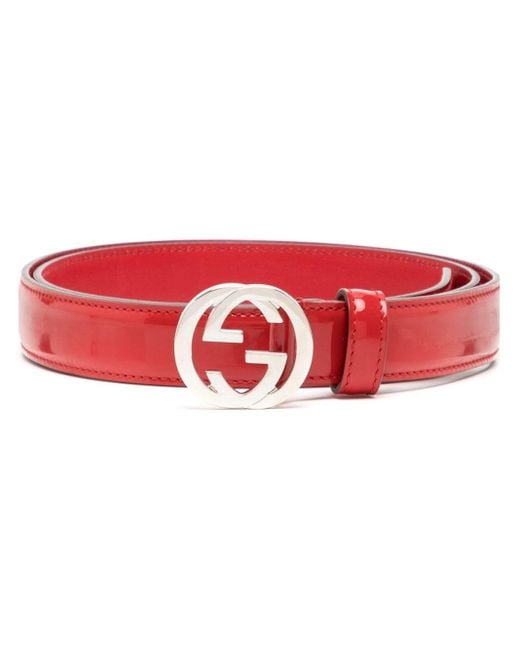 Gucci Red Interlocking-g Leather Belt