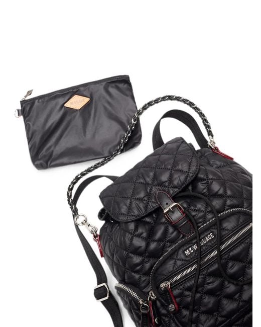 MZ Wallace Black Mini Crosby Quilted Backpack