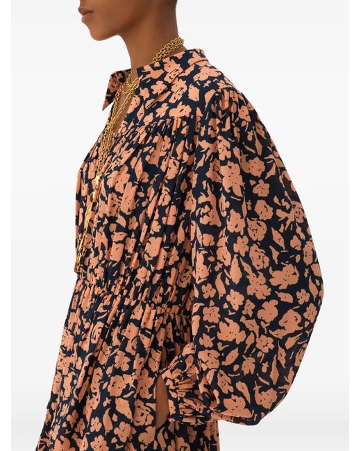 Chloé White Floral Gathered Dress