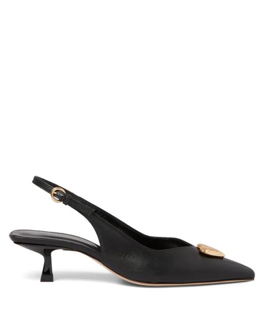 Claudie Pierlot Black Heart-Embellished Slingback Pumps