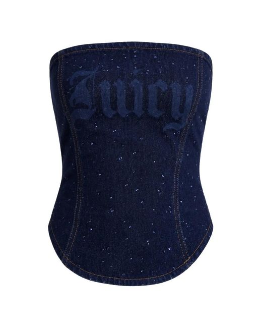 Juicy Couture Blue X Disney Diamanté-Embellished Bandeau Blouse