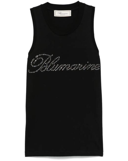 Blumarine ラインストーンロゴ タンクトップ Black