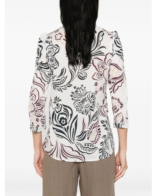 Emme White Floral-Print Blouse